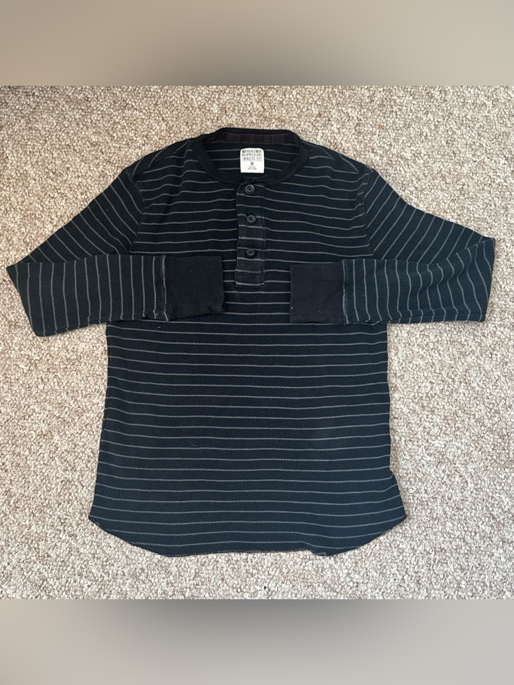 Mossimo Supply Co. Black Striped Henley Shirt Medium